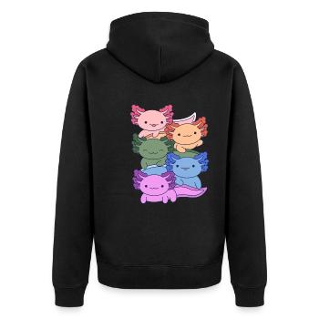 Conception de groupe d’Axolotl arc-en-ciel pour les amateurs d’Axolotl - Veste à capuche bio Premium Unisexe - noir - Dos - Nico (187cm)