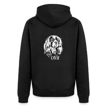 Cavalier King Charles Spaniel loved by a Cavie - Unisex Premium Organic Zip Hoodie - black - Back - Nico (187cm)