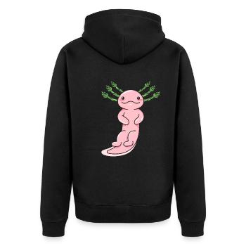 Axolotl Spargel Design für Axolotl-Liebhaber - Unisex Premium Bio Zip Hoodie - Schwarz - Hinten - Nico (187cm)