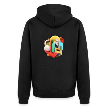 3D - Unisex Premium Bio Zip Hoodie - Schwarz - Hinten - Nico (187cm)