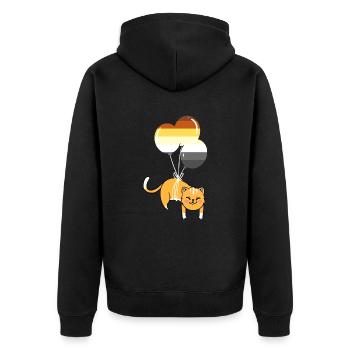 Katze Ballon Gay Bear Pride - Unisex Premium Bio Zip Hoodie - Schwarz - Hinten - Nico (187cm)