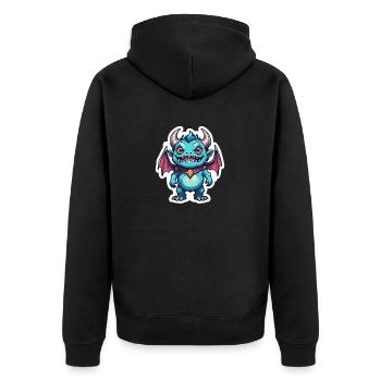 Dungeon Monster - Unisex Premium Bio Zip Hoodie - Schwarz - Hinten - Nico (187cm)