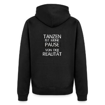Tanzen ist meine Pause von der Realität - Unisex Premium Bio Zip Hoodie - Schwarz - Hinten - Nico (187cm)