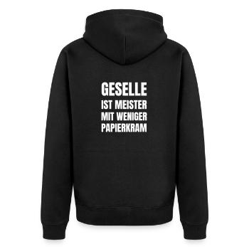 Meister ist Geselle mit weniger Papierkram. - Unisex Premium Bio Zip Hoodie - Schwarz - Hinten - Nico (187cm)