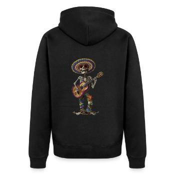 Ukulélé Mexicain Squelette - Veste à capuche bio Premium Unisexe - noir - Dos - Nico (187cm)