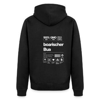boarischer Bua - bayerischer Spruch - Unisex Premium Bio Zip Hoodie - Schwarz - Hinten - Nico (187cm)
