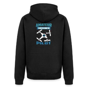 Amateur Pilot schrottet Drohne - Unisex Premium Bio Zip Hoodie - Schwarz - Hinten - Nico (187cm)