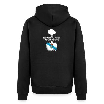 Galicien Galicia Roots - Unisex Premium Bio Zip Hoodie - Schwarz - Hinten - Nico (187cm)