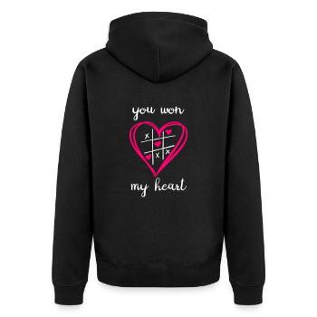 you won my heart - Unisex Premium Organic Zip Hoodie - black - Back - Nico (187cm)