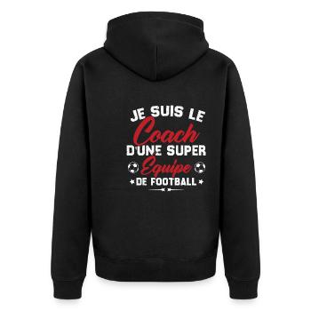 Je suis le coach d'une super équipe de football - Veste à capuche bio Premium Unisexe - noir - Dos - Nico (187cm)