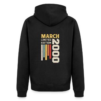 March 2000 - Birthday gift March 2000 March - Unisex Premium Organic Zip Hoodie - black - Back - Nico (187cm)