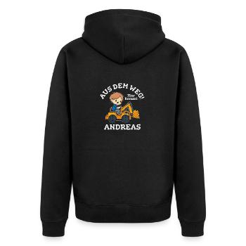 Andreas Vorname Bagger - Unisex Premium Bio Zip Hoodie - Schwarz - Hinten - Nico (187cm)