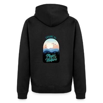 Camper, Abenteurer und Naturburschen - Unisex Premium Bio Zip Hoodie - Schwarz - Hinten - Nico (187cm)