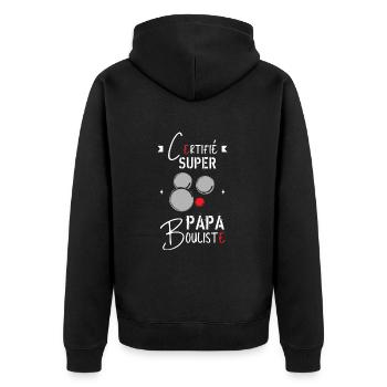 Super papa Bouliste | papa pétanque cadeau papa - Veste à capuche bio Premium Unisexe - noir - Dos - Nico (187cm)