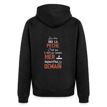 En vrai moi la pêche hier aujourd hui demain - Veste à capuche bio Premium Unisexe - noir - Dos - Nico (187cm)