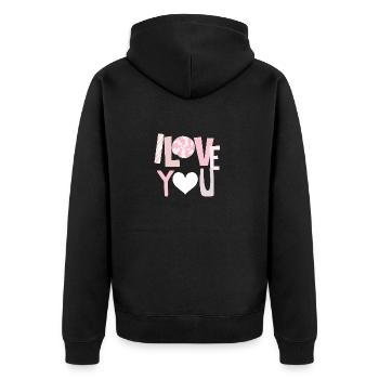 Je t'aime - Veste à capuche bio Premium Unisexe - noir - Dos - Nico (187cm)
