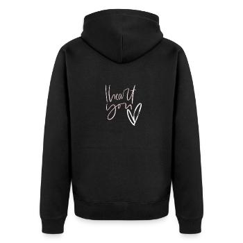 Ich liebe dich - Unisex Premium Bio Zip Hoodie - Schwarz - Hinten - Nico (187cm)
