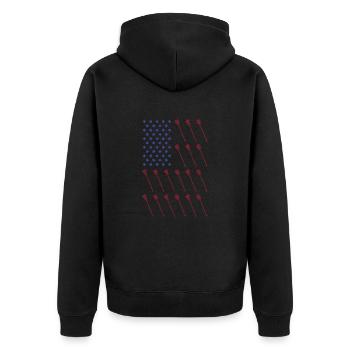 Sport Us Flag Lacrosse - Unisex Premium Organic Zip Hoodie - black - Back - Nico (187cm)