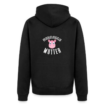 Werdende Mutter - Unisex Premium Bio Zip Hoodie - Schwarz - Hinten - Nico (187cm)
