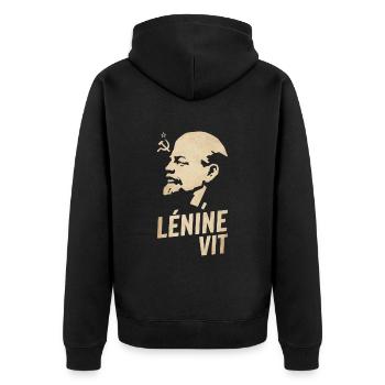 Lenin Lives - Unisex Premium Organic Zip Hoodie - black - Back - Nico (187cm)