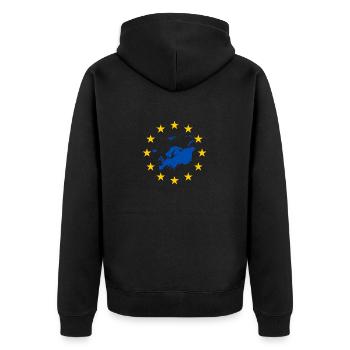Europa Eu Brexit Sterne Politik Geschenk - Unisex Premium Bio Zip Hoodie - Schwarz - Hinten - Nico (187cm)