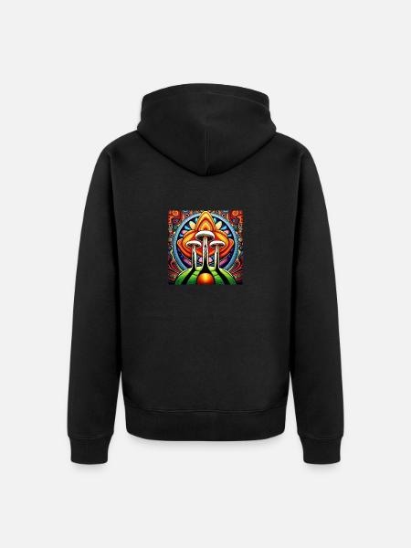 Mushroom comic - Unisex Premium Bio Zip Hoodie - Schwarz