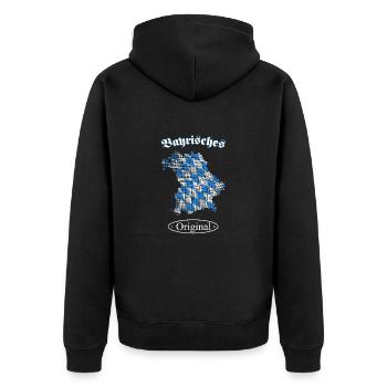 Bayern Spruch Bavaria - Unisex Premium Bio Zip Hoodie - Schwarz - Hinten - Nico (187cm)