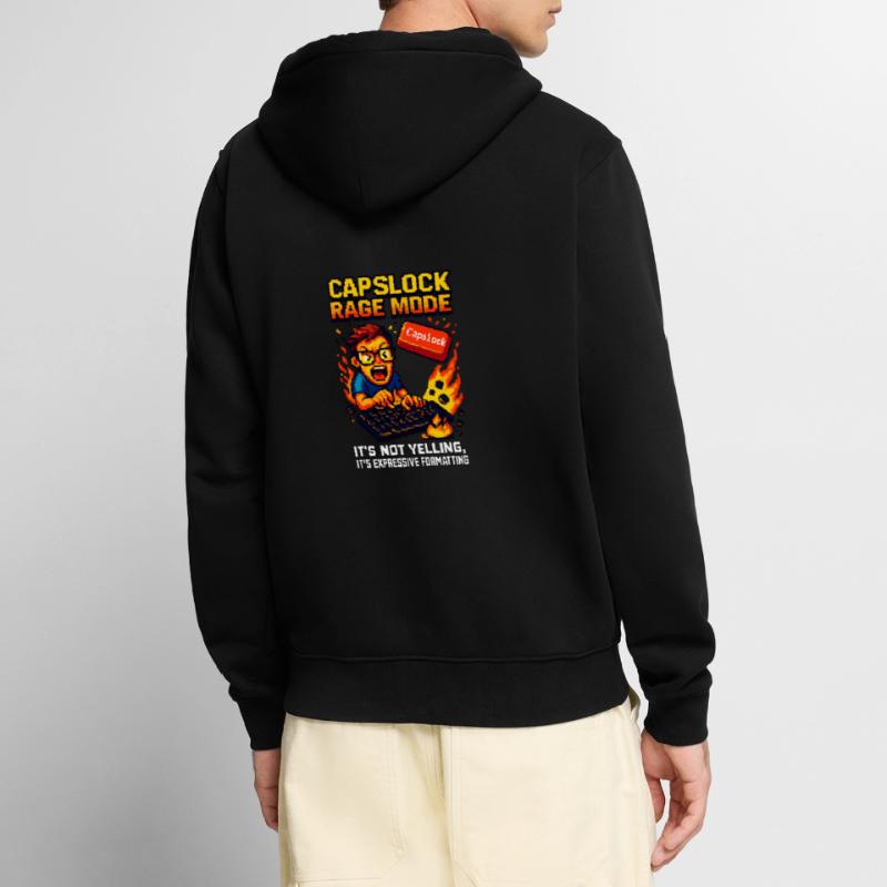 Capslock Rage Mode - Nerd de pixels en colère Veste à capuche bio Premium Unisexe