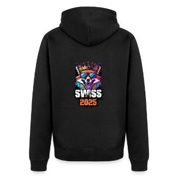 Suisse 2025 Vacances Fuchs Swiss - Veste à capuche bio Premium Unisexe - noir - Dos - Nico (187cm)