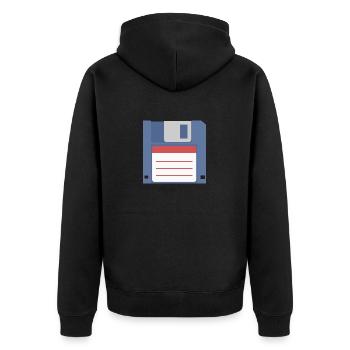 Floppy 3 5 inch floppy disk front - Unisex Premium Organic Zip Hoodie - black - Back - Nico (187cm)