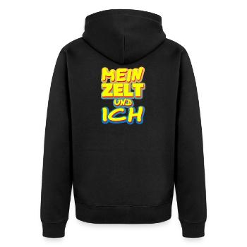 Mein Zelt - Unisex Premium Bio Zip Hoodie - Schwarz - Hinten - Nico (187cm)