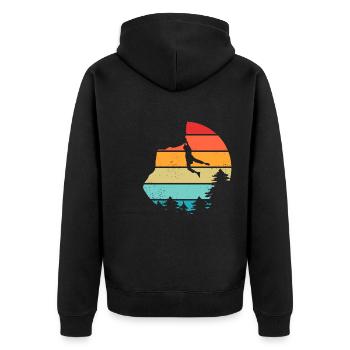 Vintage Retro Sport Climbing Bouldering - Unisex Premium Organic Zip Hoodie - black - Back - Nico (187cm)