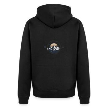 Berge Kompass Wanderung - Unisex Premium Bio Zip Hoodie - Schwarz - Hinten - Nico (187cm)