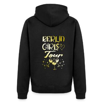 Berlin Girls Tour Gold - Unisex Premium Bio Zip Hoodie - Schwarz - Hinten - Nico (187cm)
