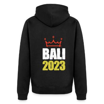 Bali 2023 - Unisex Premium Organic Zip Hoodie - black - Back - Nico (187cm)