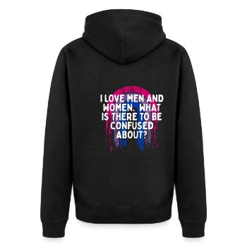 I Love Men and Women Bisexual LGBTQ Bi Pride Gay - Unisex Premium Bio Zip Hoodie - Schwarz - Hinten - Nico (187cm)