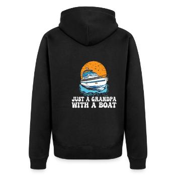 Just a Grandpa with a Boat Retired Pontoon King - Unisex Premium Bio Zip Hoodie - Schwarz - Hinten - Nico (187cm)