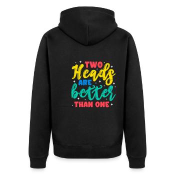 Two heads are better than one - Unisex Premium Organic Zip Hoodie - black - Back - Nico (187cm)