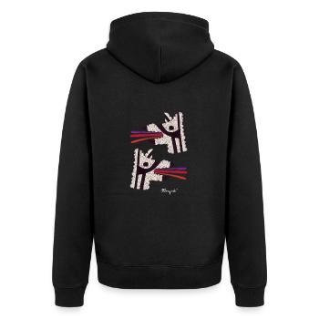 Dreizüngige Hunde - Unisex Premium Bio Zip Hoodie - Schwarz - Hinten - Nico (187cm)