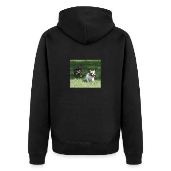 Angel and Wanda our French Bulldogs - Unisex Premium Organic Zip Hoodie - black - Back - Nico (187cm)