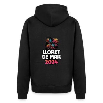 Lloret De Mar 2024 Urlaub Reise Bunt - Unisex Premium Bio Zip Hoodie - Schwarz - Hinten - Nico (187cm)