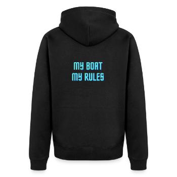 MY BOAT MY RULES - Unisex Premium Organic Zip Hoodie - black - Back - Nico (187cm)