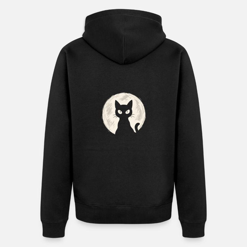 Chat dans la lune - Veste à capuche bio Premium Unisexe - noir