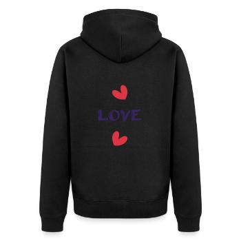 ICH HABE GERADE GEHEIRATET. Junggesellinnenabschied. HEILIGER VALENTINSTAG. PAAR - Unisex Premium Bio Zip Hoodie - Schwarz - Hinten - Nico (187cm)