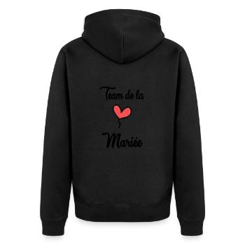 BRAUT-TEAM - Unisex Premium Bio Zip Hoodie - Schwarz - Hinten - Nico (187cm)