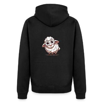 Sheep - Unisex Premium Organic Zip Hoodie - black - Back - Nico (187cm)