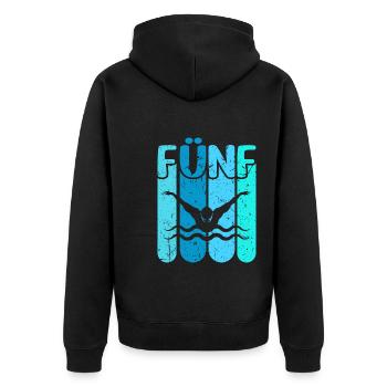 Schwimmen 5 Geburtstag Wasserratte Schwimm - Unisex Premium Bio Zip Hoodie - Schwarz - Hinten - Nico (187cm)