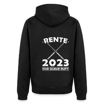 Rente 2023 Billiard Queue Ruhestand Billard - Unisex Premium Bio Zip Hoodie - Schwarz - Hinten - Nico (187cm)