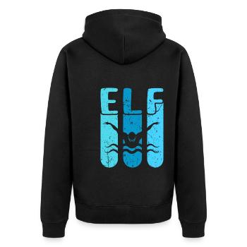 Schwimmen 11 Geburtstag Wasserratte Schwimm - Unisex Premium Bio Zip Hoodie - Schwarz - Hinten - Nico (187cm)