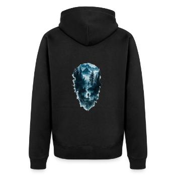 Natur Silhouette Wald Frau - Unisex Premium Bio Zip Hoodie - Schwarz - Hinten - Nico (187cm)